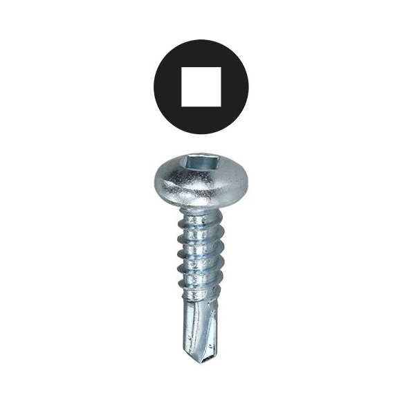 Self Drilling Screw Kit, Zinc Plated Finish, Carbon Steel, Pan Head Square Drive